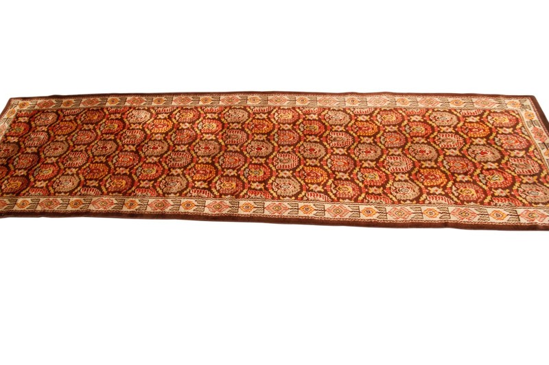 3x12 Antique Axminster Runner England Rare Brown Rug 92cm x 351cm C.1900 gallery