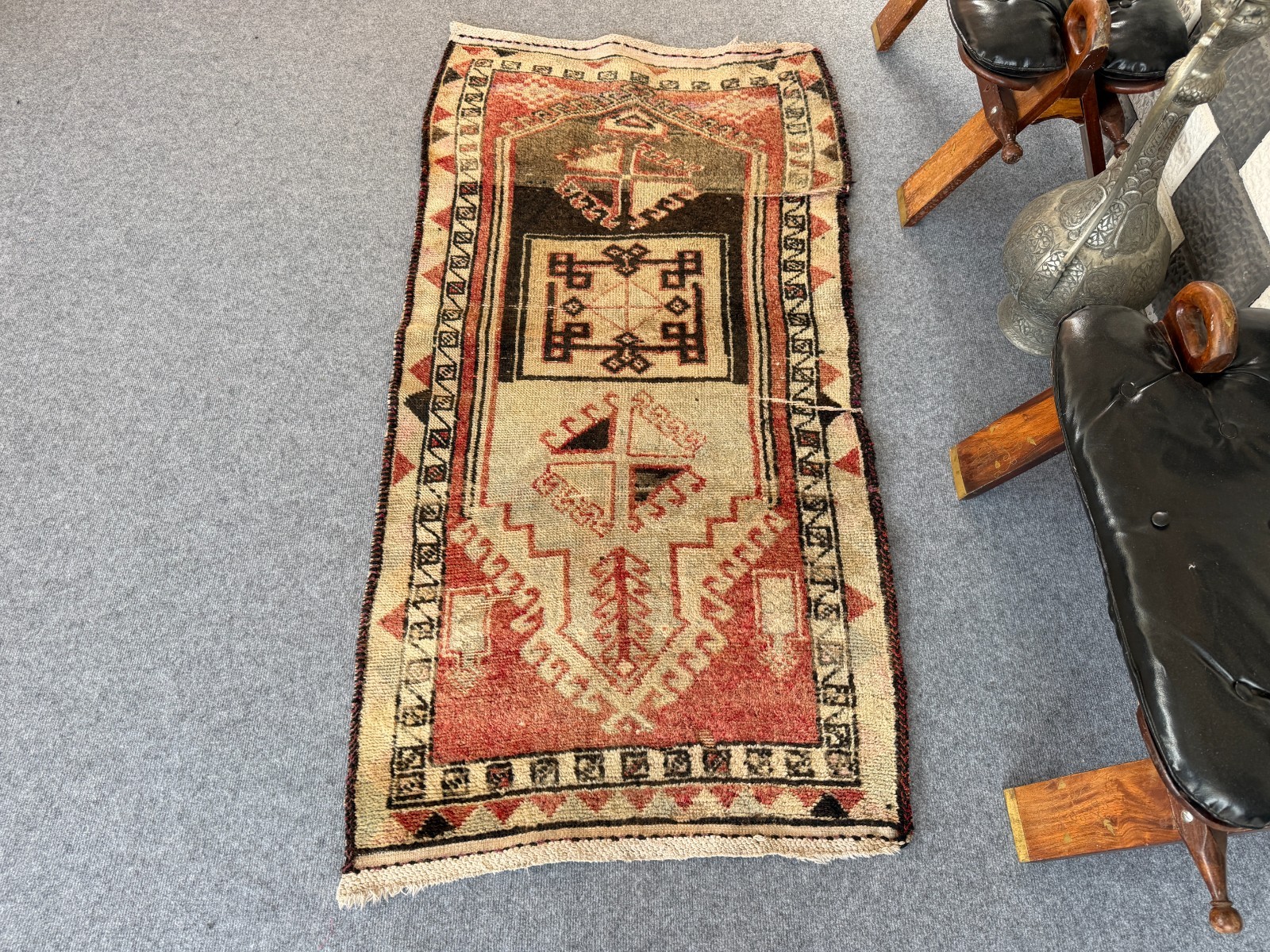 Runner Vintage Rug | Turkish Hand-Knotted Wool Tribal Geometric Accent 2.7x4.9 gallery