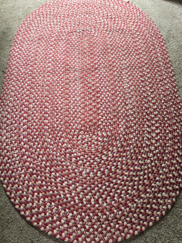 Vintage Wool Braided Oval Rug 60x38 Farmhouse Red gallery