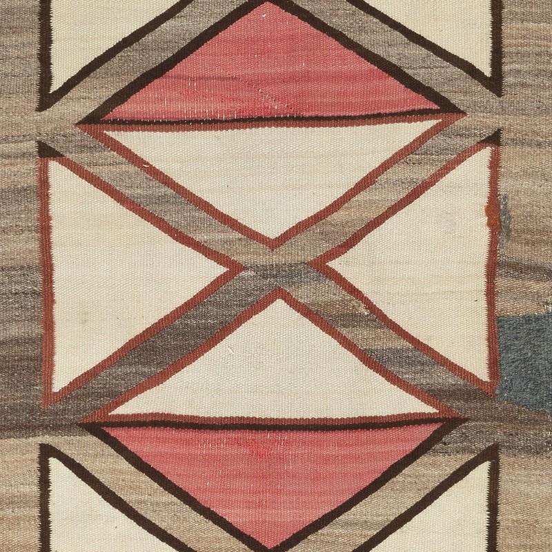 2.9x4.7 Ft Antique Navajo Geometric Rug, Wool, Natural Colors, Circa 1920–1940 gallery