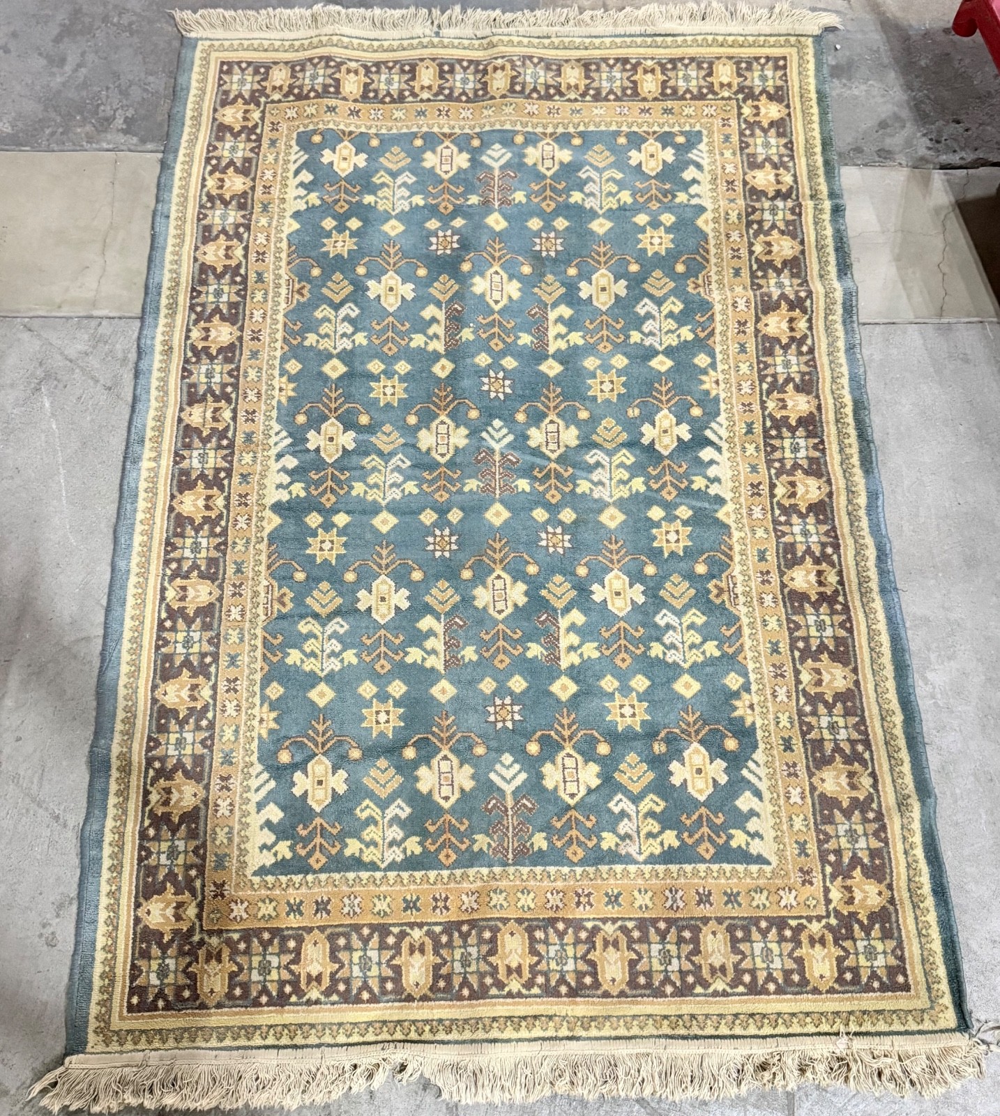 5 x 7 Sky Blue Fine Tribal Area Rug, Kazak Natural Dyes Handmade Wool Mid-20th C gallery