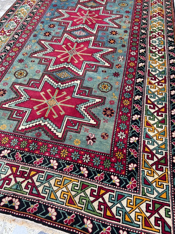 5'5 X 9'5 Ft COLLECTORS' ITEM Antique Stunning Star Kazak Caucasian Carpet gallery