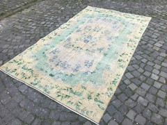 Turkish Antique rug Bohemian Area rug Oushak rug Vintage Rug Handmade Wool rug
