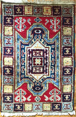 Vintage Handmade Tribal & Geometric Colorful Scatter Wool Rug/Accent Rug, 2×4