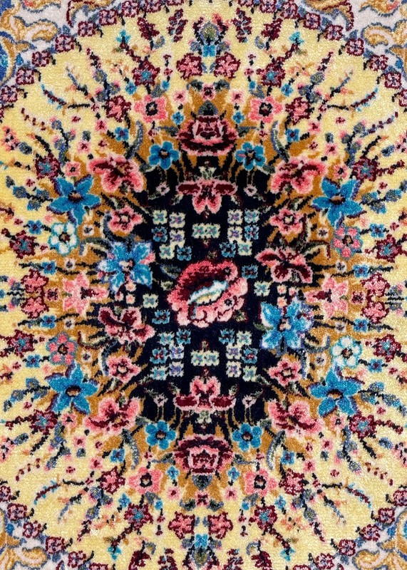 Blue and Gold Persian Style Rug 3x4, Elegant Area Rug for Small Spaces gallery