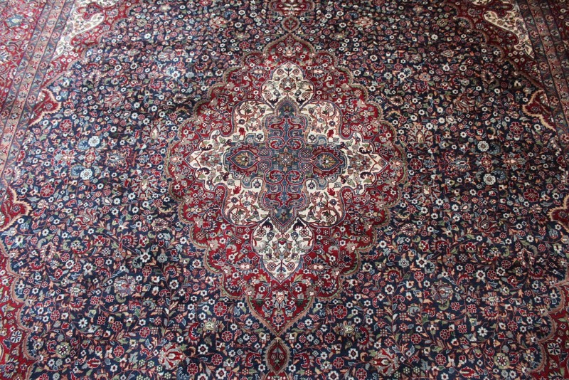 Fine Quality Handmade Tabrz Design Wool Rug dark blue navy medallion design 8x10 gallery