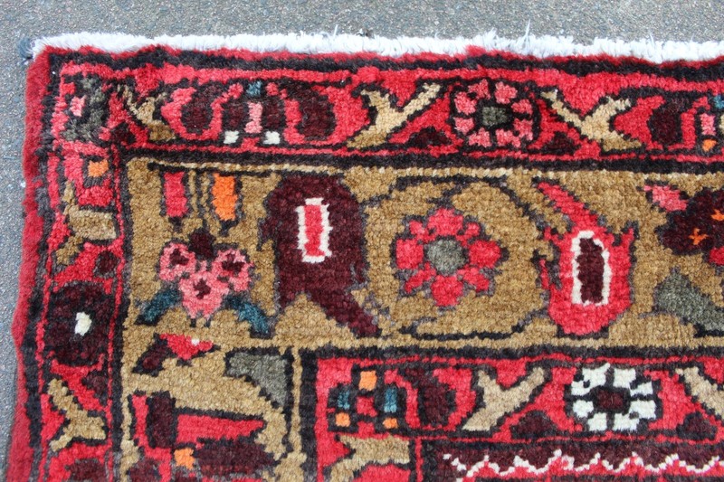 Vintage Hand Made Traditional Oriental Wool Black Red Large Long Rug 312x166cm gallery