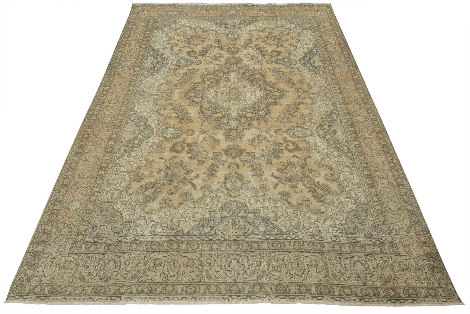 Tabrizi Rug 9’4” x 12’8” Pink Wool Vintage Distressed Hand-Knotted Carpet gallery