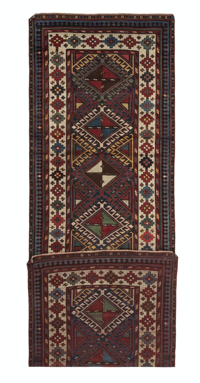 3.7x11.8 Ft Antique Kazak Shulaver Runner Rug, South Caucasus, Ca 1880 gallery