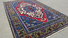 Handmade Oriental Blue Rug,Large Old Wool Rug Traditional Vintage Carpet 5×8