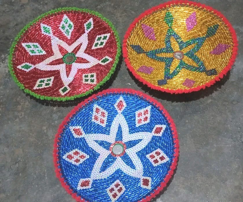 Handmade amazing Hand Woven Changair Bread Basket African Wall Devor Changair