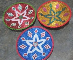 Handmade amazing Hand Woven Changair Bread Basket African Wall Devor Changair