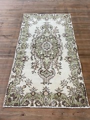 Handmade Rug, 3.7 x 6.7 ft Rug, 4 x 7 ft Vintage Rug, Green Rug, Area Rug,Carpet