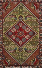 Light Green Geometric Traditional Accent Rug 3×5 ft Hand-knotted Wool
