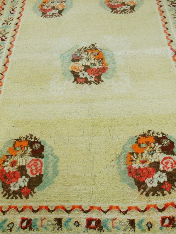Antique Turkish Oushak Rug with Floral Bouquet Medallions, c- 1900–1920 #16596 gallery