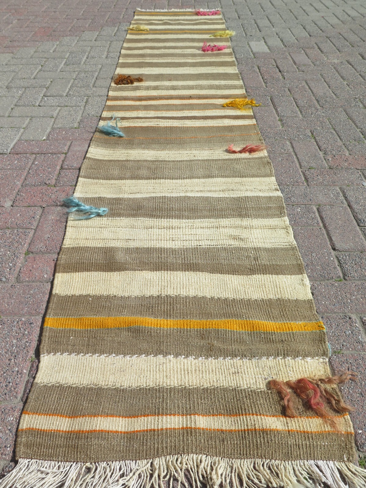 Rug Runner, Stairs Rug, Hallway Rug, Wool Kilim Runner, Carpet Runner 23"x121" gallery