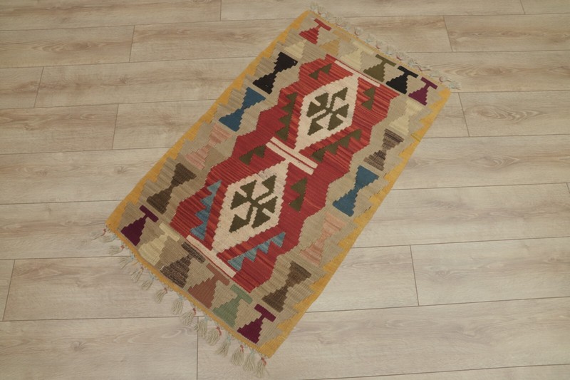 Traditional Vintage Nomadic Kilim Rug Anatolian Handwoven Ethnic Carpet 2x4 ft gallery