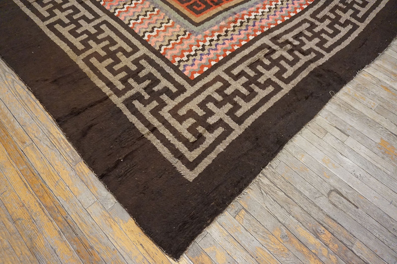 11'x12' Antique Early 20th Century Square Mongolian Animal Design Carpet Rug gallery