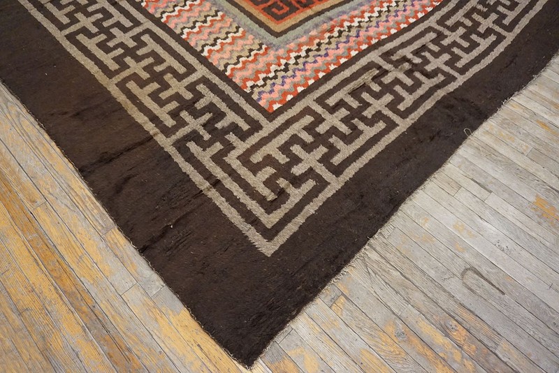 11'x12' Antique Early 20th Century Square Mongolian Animal Design Carpet Rug gallery