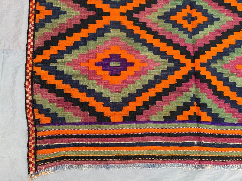 4'4x8'4 Ft Vintage Afghan Baluchi Kilim Geometric Wool Tribal Pattern Rug gallery