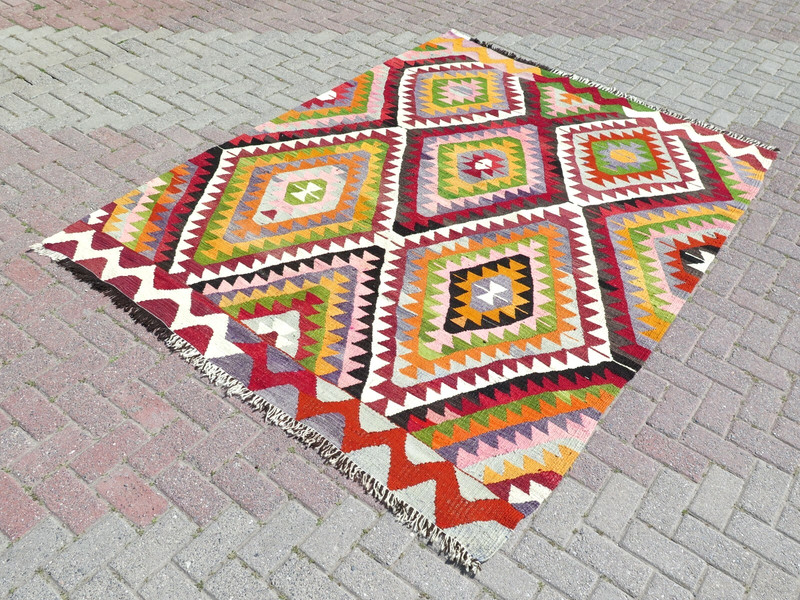 Anatolia Classic Kilim, Large Floor Carpet, Handmade Wool Rug, Teppich 72"X98" gallery