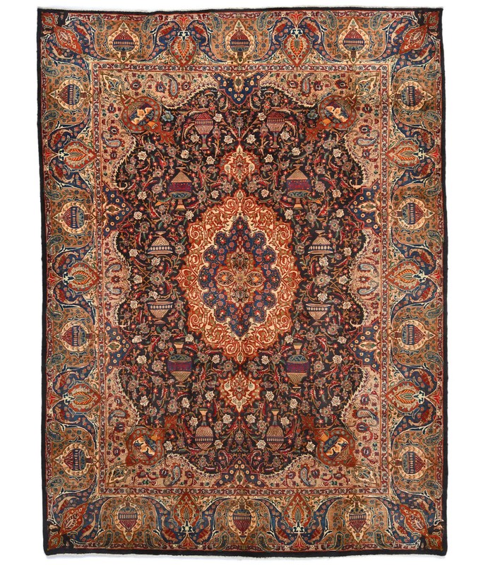 Handmade Pictorial Oriental Rug Thick Pile Purple-Navy Dining Carpet 10X13 ft gallery