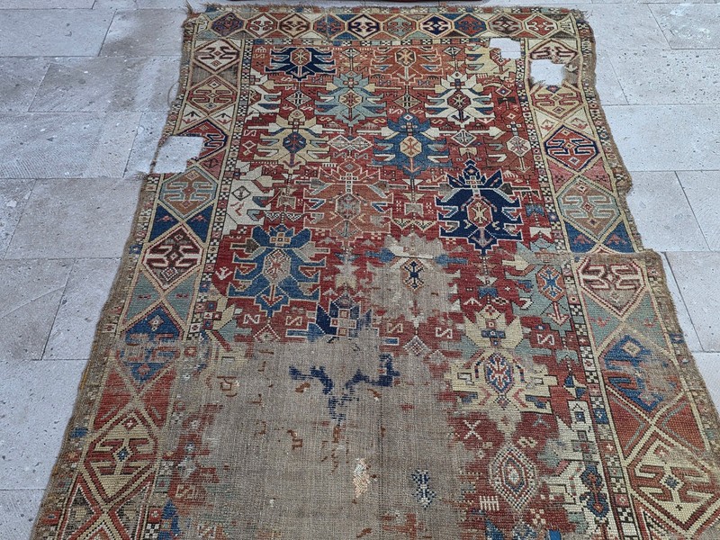Antique Kuba Rug, Hand Knotted Azerbaijani, Old Tribal Carpet ,Geometric Rug gallery