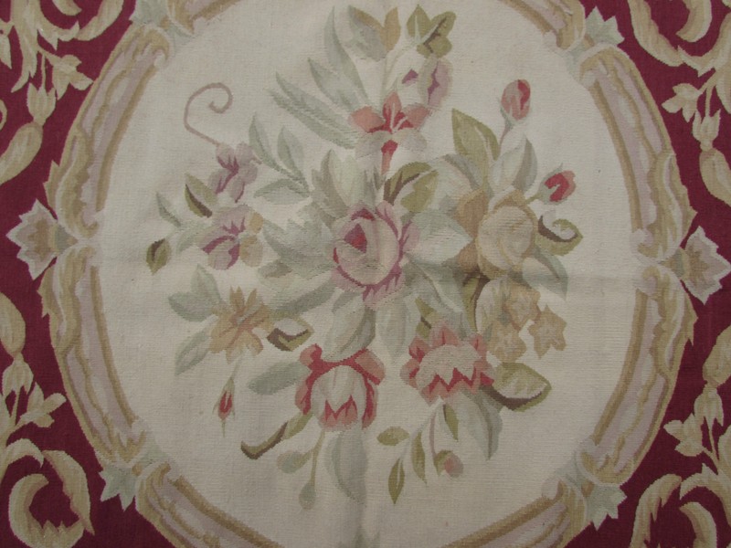 Vintage Hand Made French Design Original Wool Raspberry Red Aubusson 312X244cm gallery