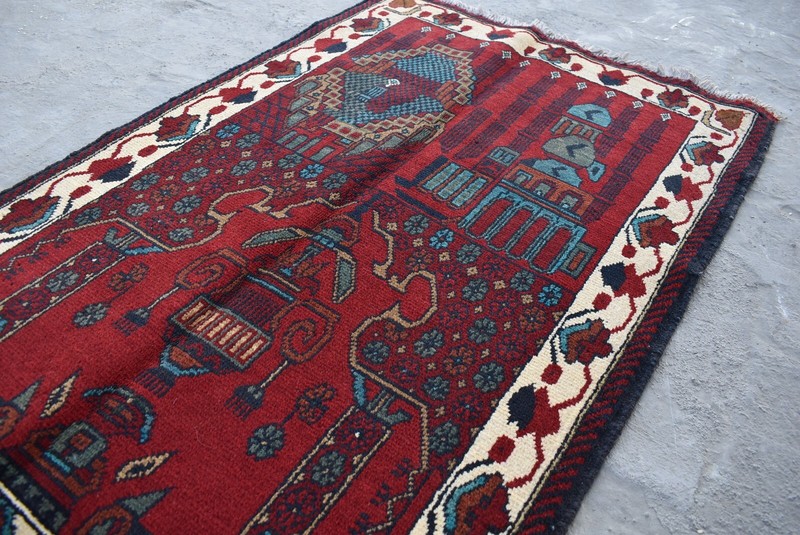 2'7 x 4 ft Hand knotted afghan tribal turkmen jai namaz area rug, 3x5 small rug gallery