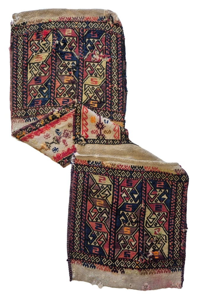 Antique Konya Karapinar Fragment Cicim Saddlebag 15"x53" Rare 100yo Textile Art