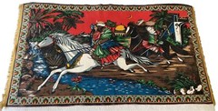 Vintage Turkish Wall Art / Plush Felt / Velvet Cotton Textile Tapestry Rug