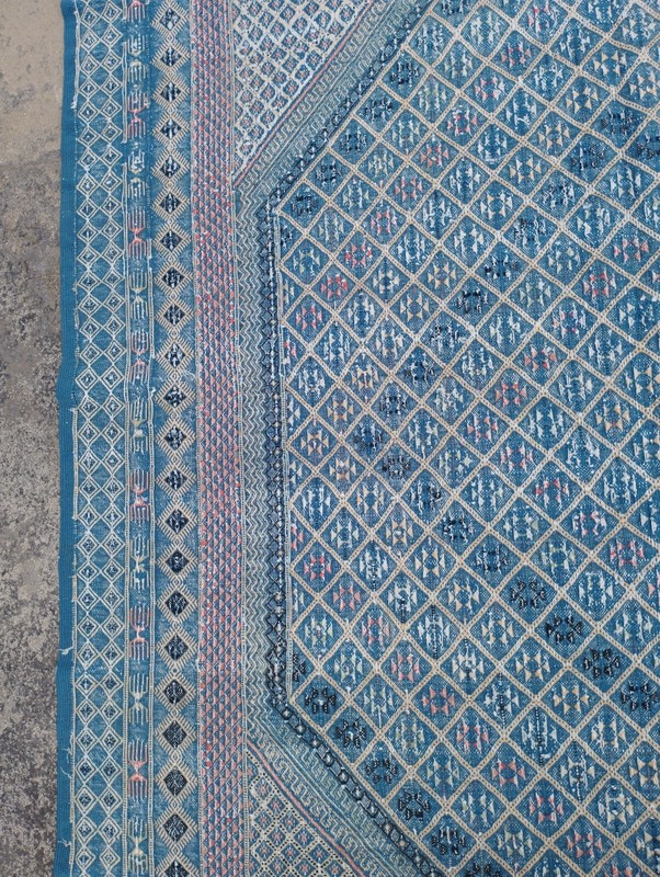 Antique Moroccan Geometric Motif Multicolor Wool Kilim Rug Carpet 284x181 cm gallery