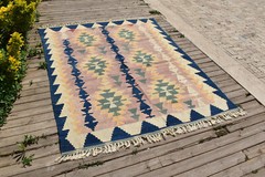 Turkish Kilim Rug 64”x86” Hand Woven Kayseri Kilim 165x220cm Wool Area Rug