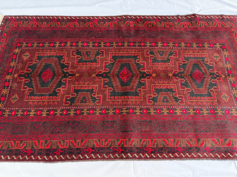 Brown Hand Knotted Afghan Baluchi Rug 4x8 ft Antique Persian Style Tribal Carpet gallery
