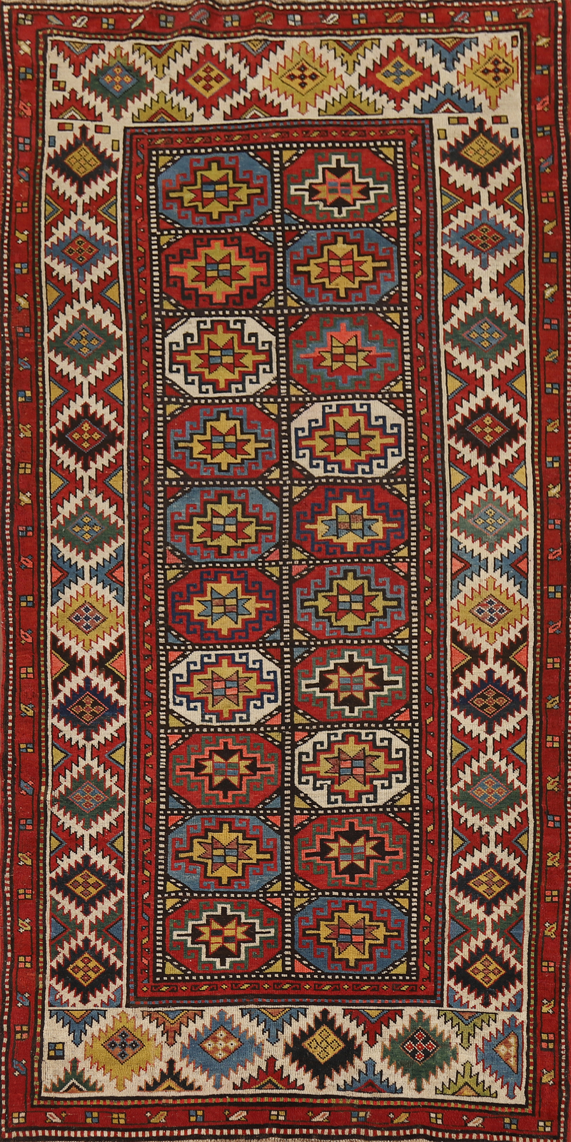 Antique Kazak Vegetable Dye 9 ft. Runner Rug Hand-knotted Russian 4'x9' Pre-1900 gallery