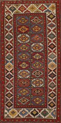 Antique Kazak Vegetable Dye 9 ft. Runner Rug Hand-knotted Russian 4’x9′ Pre-1900