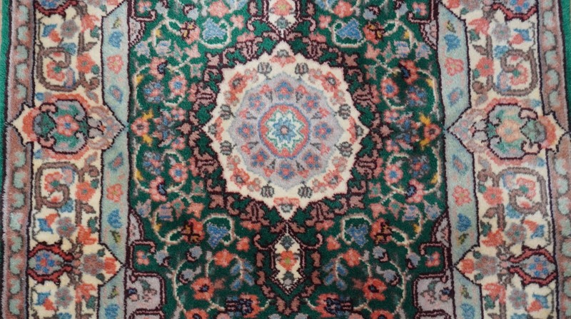 Gorgeous Kermann Hand Knotted Green Oriental Rug 2'1" x 4'3" gallery