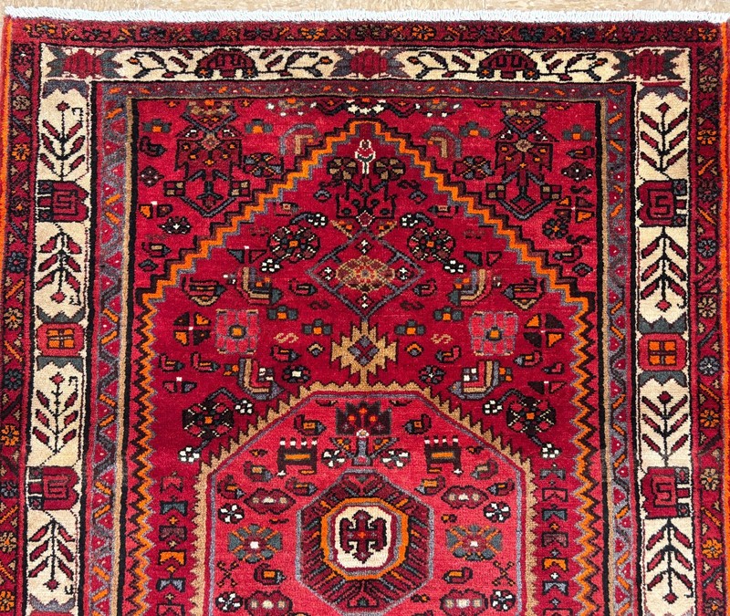 Hand Knotted Zanjan Wool Rug 4x7 Tribal Vintage Red Geometric Oriental Carpet gallery