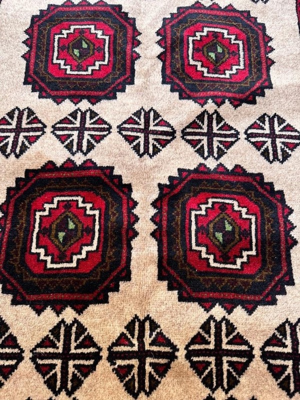 3'3 x 6'3 Vintage Geometric All Over Design Hand Knotted Oriental Wool Area Rug gallery
