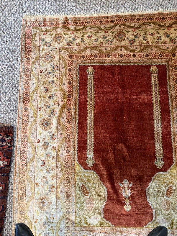 Vintage Turkish 1930 Silk Turkish Prayer Rug gallery