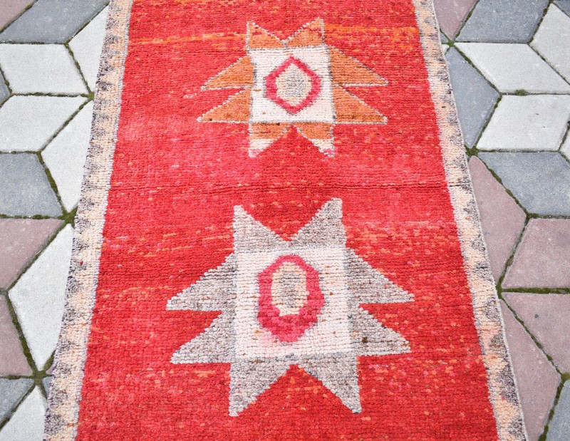 Turkish Runner Rug 34'' x 119'' Vintage Herki Hallway Rug Hand Knotted Area Rug gallery