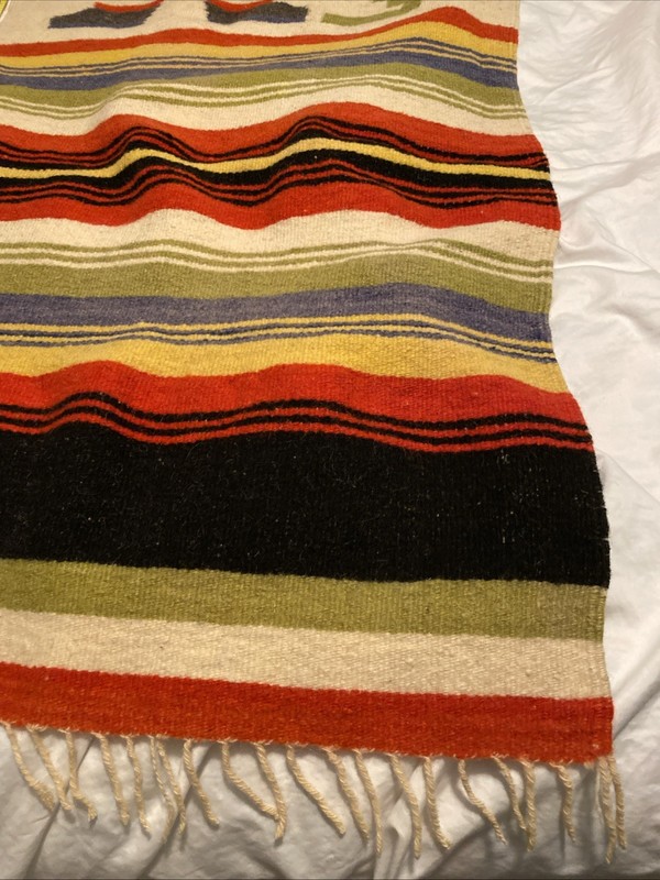Vintage 72”X23” Inca Aztec Mayan Runner Rug Wall Hanging 100% Wool. (Read) gallery