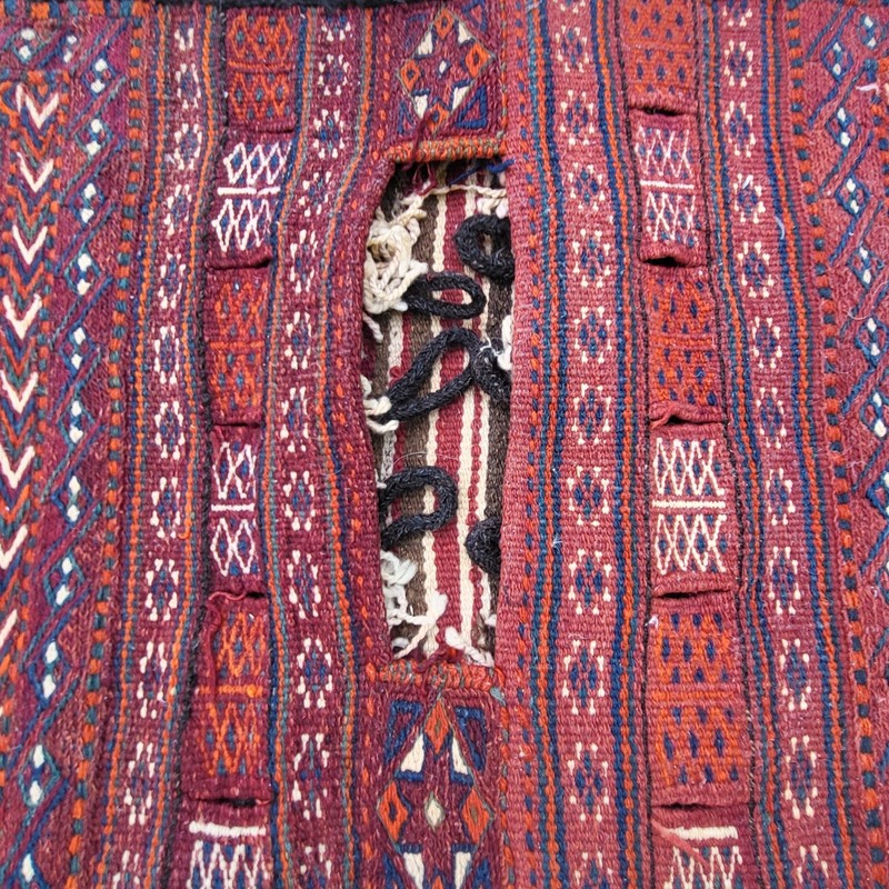 Antique Turkish Tribal Wool Turkoman Double Saddlebag Khorjin Rug 25" x 55" gallery