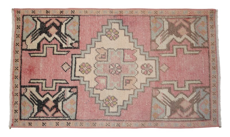 Vintage Doormat Turkish Rug Handmade Wool Small Rug, Kitchen Rug, 2x3 ft approx gallery