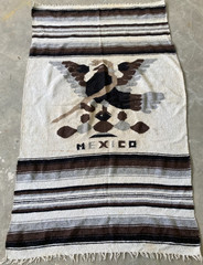 Vintage Handmade Mexican Serape Eagle Wool Kilim Rug Carpet 174×104 cm
