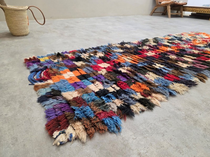 Vintage Moroccan Boucherouite Runner Rug2'7"x7'4"Handmade Berber Boho Multicolor gallery