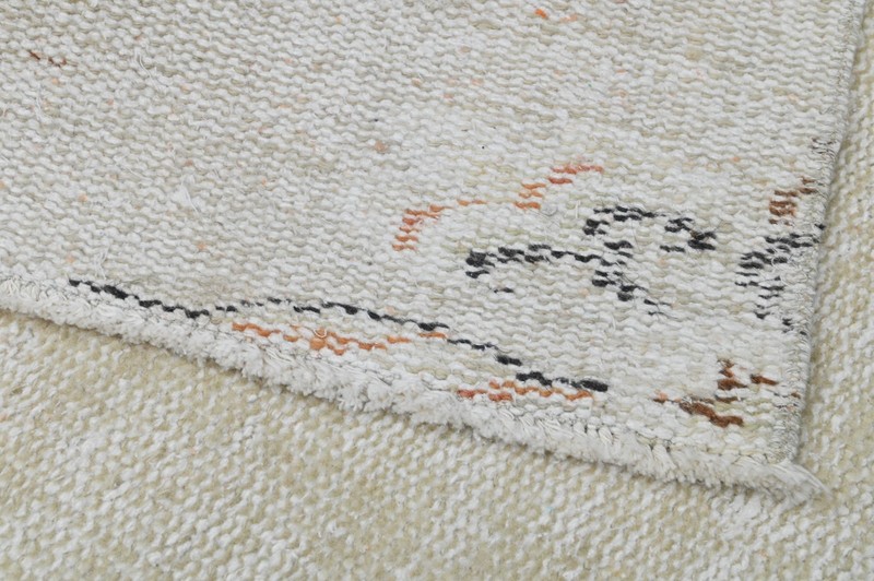Vintage Turkish Runner Rug 2x7ft BEIGE Handmade Anatolian Oushak Hallway Wool gallery