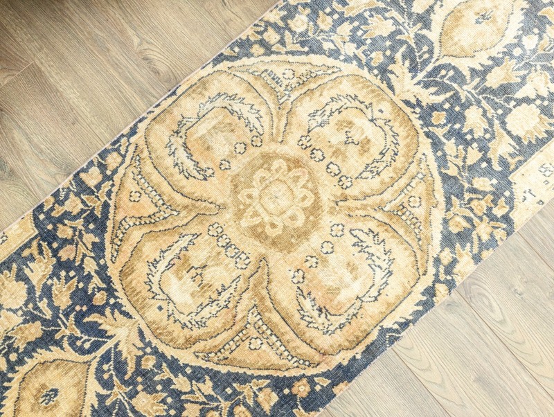 Long Hallway Rug Vintage Turkish Oushak Runner Earth Tone Floral 2.5x11.2 ft gallery