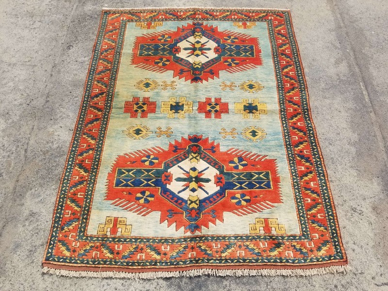 Vintage Distressed Hand Made Traditional Oriental Wool Orange Rug 197x151cm gallery