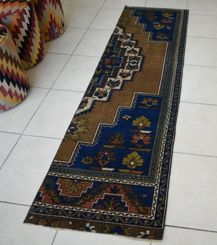 Vintage Runner 7.4x2 ft Oushak Runner Anatolian Rug Faded Turkish Runner R08 gallery